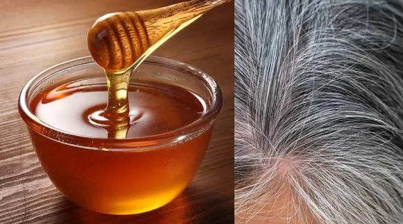honey and grey hair