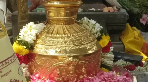 மருதமலை முருகன் கோவில் குடமுழுக்கு: தங்க முலாம் பூசிய அபிஷேக குடம் வழங்கிய நகைக்கடை உரிமையாளர்