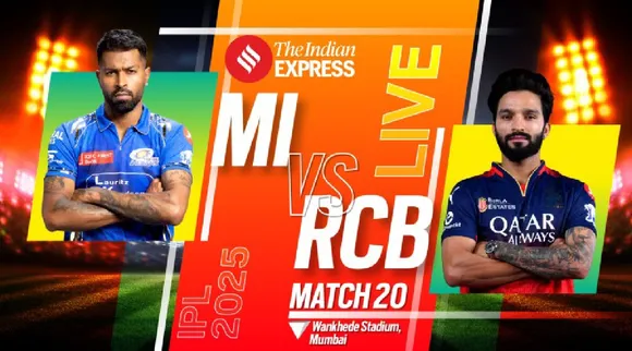 MI vs RCB LIVE Cricket Score IPL 2025 match 20th live cricket score updates Mumbai Indians vs Royal Challengers Bengaluru Hardik Pandya Rajat Patidar Tamil News