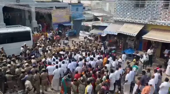 Rameswaram Temple entry protest tension escalate police arrest public Tamil News 