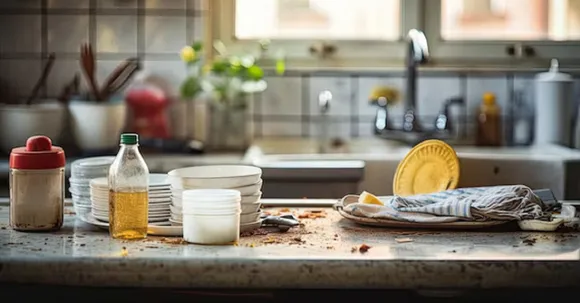 Kitchen countertop cleaning