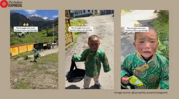 little boy runs from school