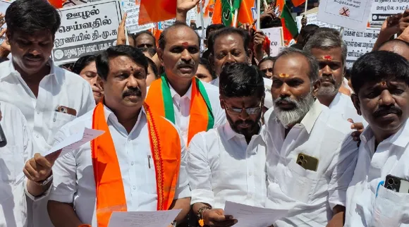 TN BJP PROTEST AT MADURAI corporation corruption
