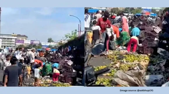 Mango laden truck overturned