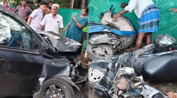 car hits two wheeler