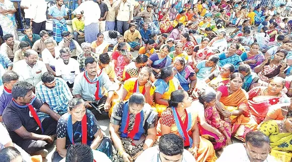 sanitary workers madurai protest post