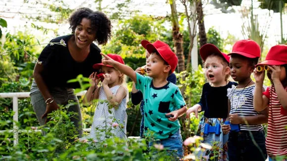 children and plants