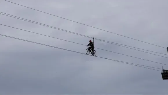 Zip line cycling trial 