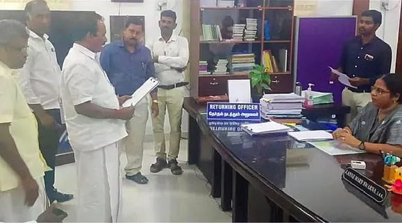 Chidambaram Former MP Chandrakasi file nomination against ADMK candidate Tamil News 