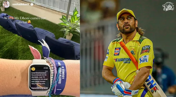 MS Dhoni mass entry in Lucknow Ekana Cricket Stadium Quinton de Kock wife Sasha Hurly Watch show warning Tamil News 