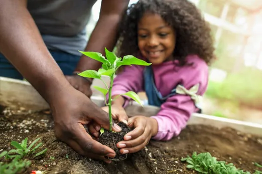 children and plants