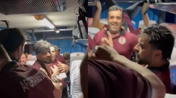 Afghanistan players Lungi Dance inside team bus after winning vs Pakistan Video Tamil News 