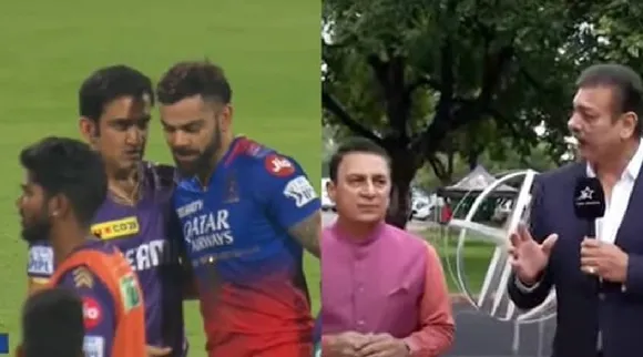 Sunil Gavaskar Ravi Shastri bombastic on air reaction on Virat Kohli Gautam Gambhir hug Oscar award Tamil News 