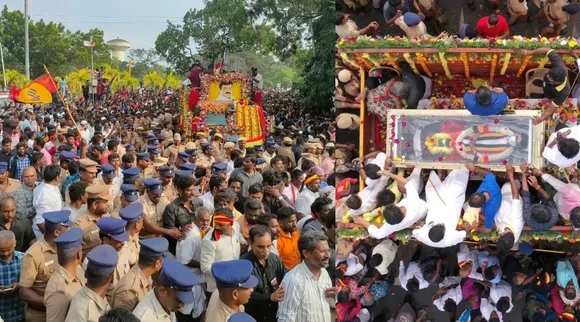 Vijayakanth Funeral people chant Captain slogan Tamil News 