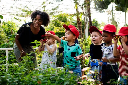 children and plants