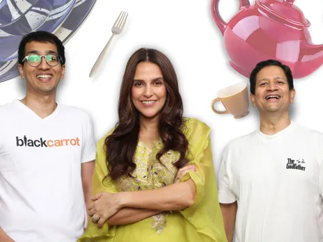Neha Dhupia with co-founders of BlackCarrot