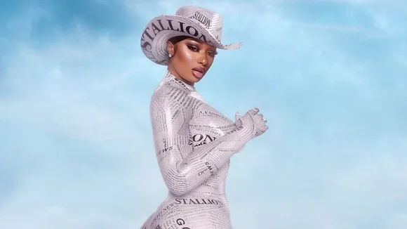 Megan Thee Stallion poses for her debut studio album "Good News"