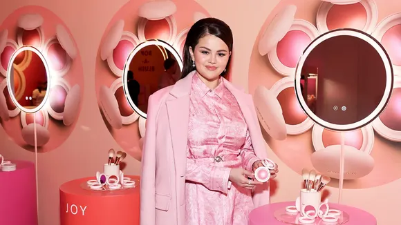 Selena Gomez Wears Blush Pink Ensemble at Rare Beauty's Launch Celebration