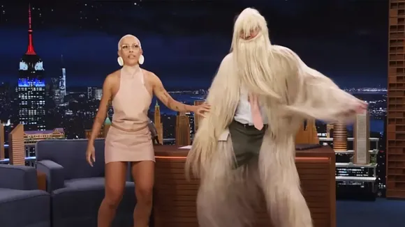 Jimmy Fallon Tries on Doja Cat's Coachella Hair Suit and It's Hilarious