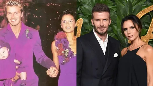 Victoria and David Beckham Recreate Purple Wedding Outfits for 25th Anniversary Celebration