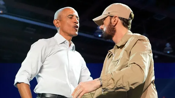 Barack Obama Raps Eminem’s ‘Lose Yourself’ at Kamala Harris' Detroit Rally 