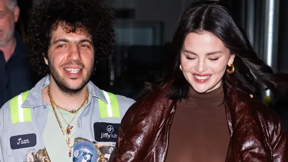 Selena Gomez Beams in Sheer Shirt While Stepping Out with Fiancé Benny Blanco