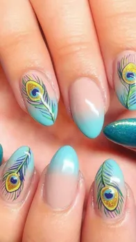 Peacock Feather Nail Art Ideas to Shine This Janmashtami