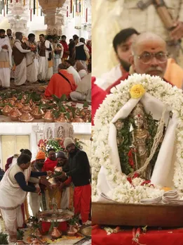 अयोध्या में राम लला की प्राण प्रतिष्ठा शुरू, देखें लेटेस्ट तस्वीरें
