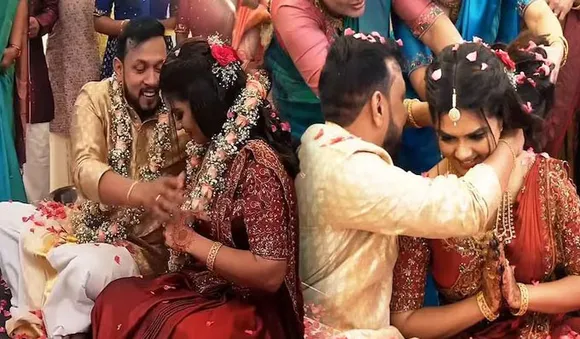 സോഷ്യല്‍മീഡിയ താരം മീനു വിവാഹിതയായി; ആര്‍പ്പോ വിളിച്ച് ആഘോഷം
