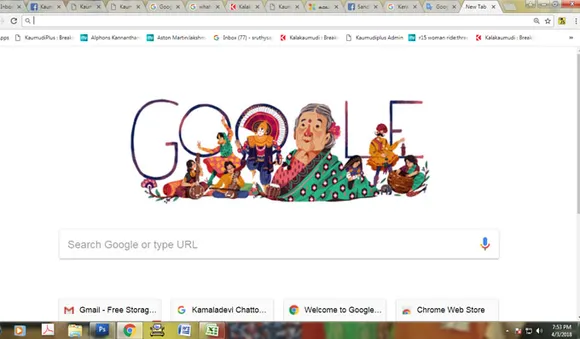 ഗൂഗിള്‍ ഡൂഡിലിൽ കമലാദേവി ചതോപാധ്യായ