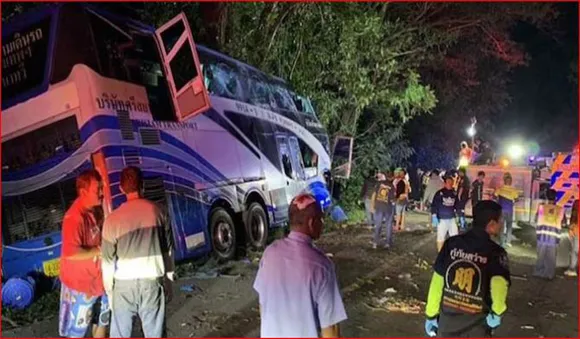 തായ്ലന്‍ഡില്‍ നിയന്ത്രണം നഷ്ടപ്പെട്ട ബസ് മരത്തിലിടിച്ച് അപകടം; 14 മരണം, 20 പേര്‍ക്ക് പരിക്ക്