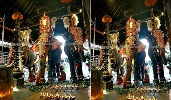 നെയ് വിളക്ക് പ്രഭയില്‍ വിശിഷ്ട സ്വര്‍ണ കോലത്തില്‍ ശ്രീ ഗുരുവായൂരപ്പന്‍