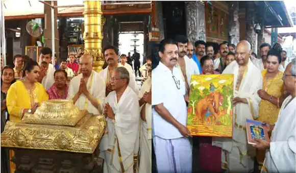 ഗുരുവായൂര്‍ ക്ഷേത്ര ദര്‍ശനം നടത്തി മുന്‍ രാഷ്ട്രപതി രാംനാഥ് കോവിന്ദും കുടുംബവും