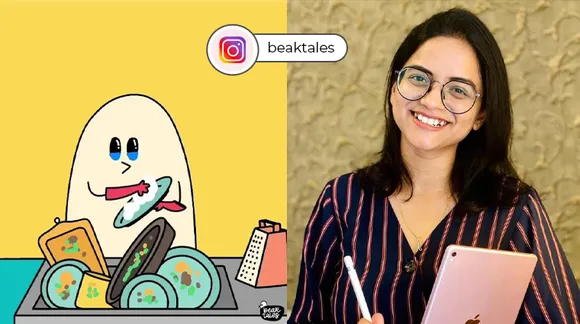 Meet Beaku from Beaktales, a very adorable comic character by Vartika, who is a storyteller, artist, and designer from Jamshedpur!