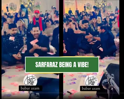 Babar Azam and Sarfaraz Ahmed at Qawwali night of Imam-Ul-Haq’s Wedding (Source: Twitter)