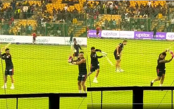 Virat Kohli imitating Faf du Plessis (Source - Twitter)