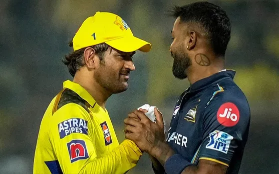 MS Dhoni and Hardik Pandya (Source - Twitter)