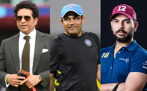 Sachin Tendulkar, Virender Sehwag and Yuvraj Singh (Source - Twitter)