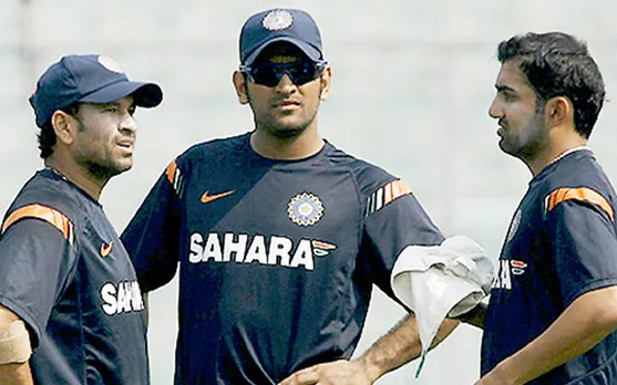 Sachin Tendulkar, MS Dhoni and Gautam Gambhir (Source - Twitter)