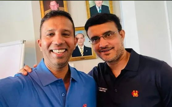 Kumar Dharmasena with Sourav Ganguly