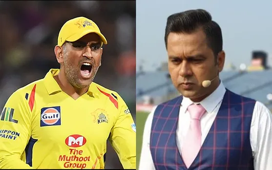 MS Dhoni and Aakash Chopra (Source - Twitter)