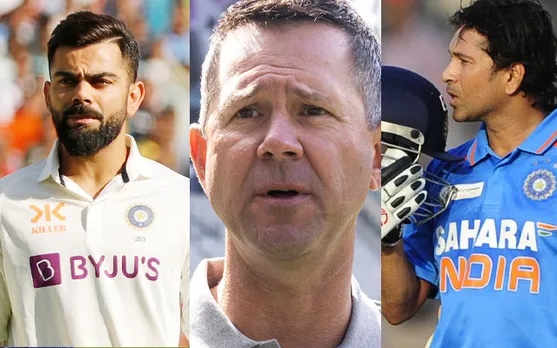 Virat Kohli, Ricky Ponting and Sachin Tendulkar (Source - Twitter)