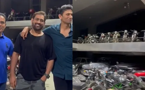 Venkatesh Prasad with Dhoni's bike collection