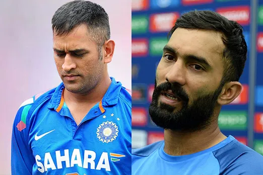 MS Dhoni and Dinesh Karthik (Source - Twitter)