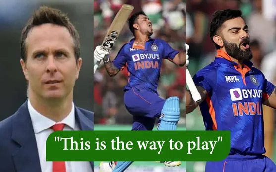 Michael Vaughan, Ishan Kishan and Virat Kohli (Source - Twitter)
