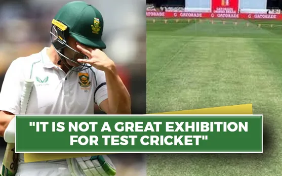 Dean Elgar and Gabba pitch (Source - Twitter)