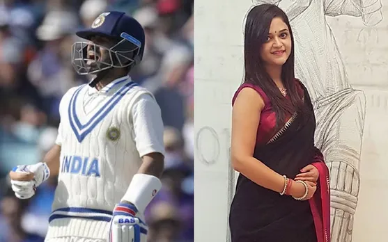 Ajinkya Rahane and his wife (Source - Twitter)