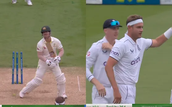 David Warner and Stuart Broad (Source - Twitter)