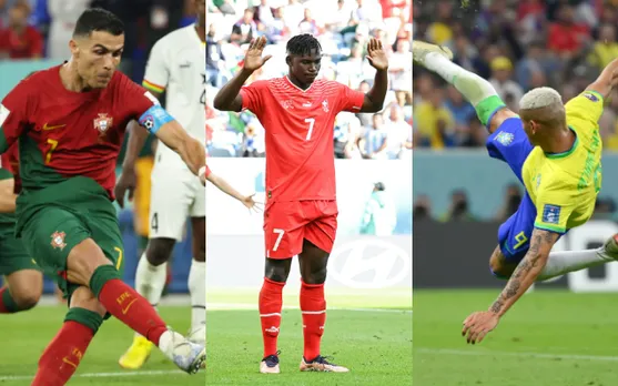 Cristiano Ronaldo (left) Breel Embolo (middle) and Richarlison (right)
