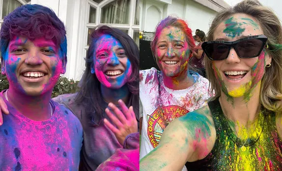 Bangalore players celebrate Holi